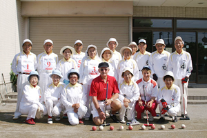 Mr. and Mrs. Northcot with members of the Adachi Ward gateball society.