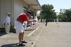 Mr. Northcot hits the ball by “Stepping over stroke”.